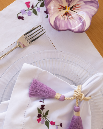 Porta-guardanapo Tassel Palha e Lilás